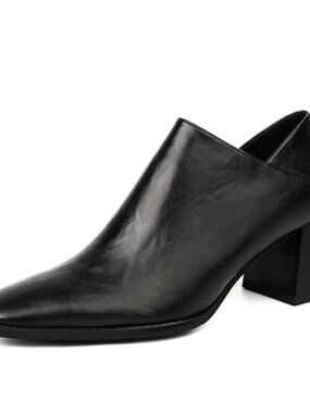 Faux Leather Chunky Heel Square Toe Side Zip Women's Dress Pumps